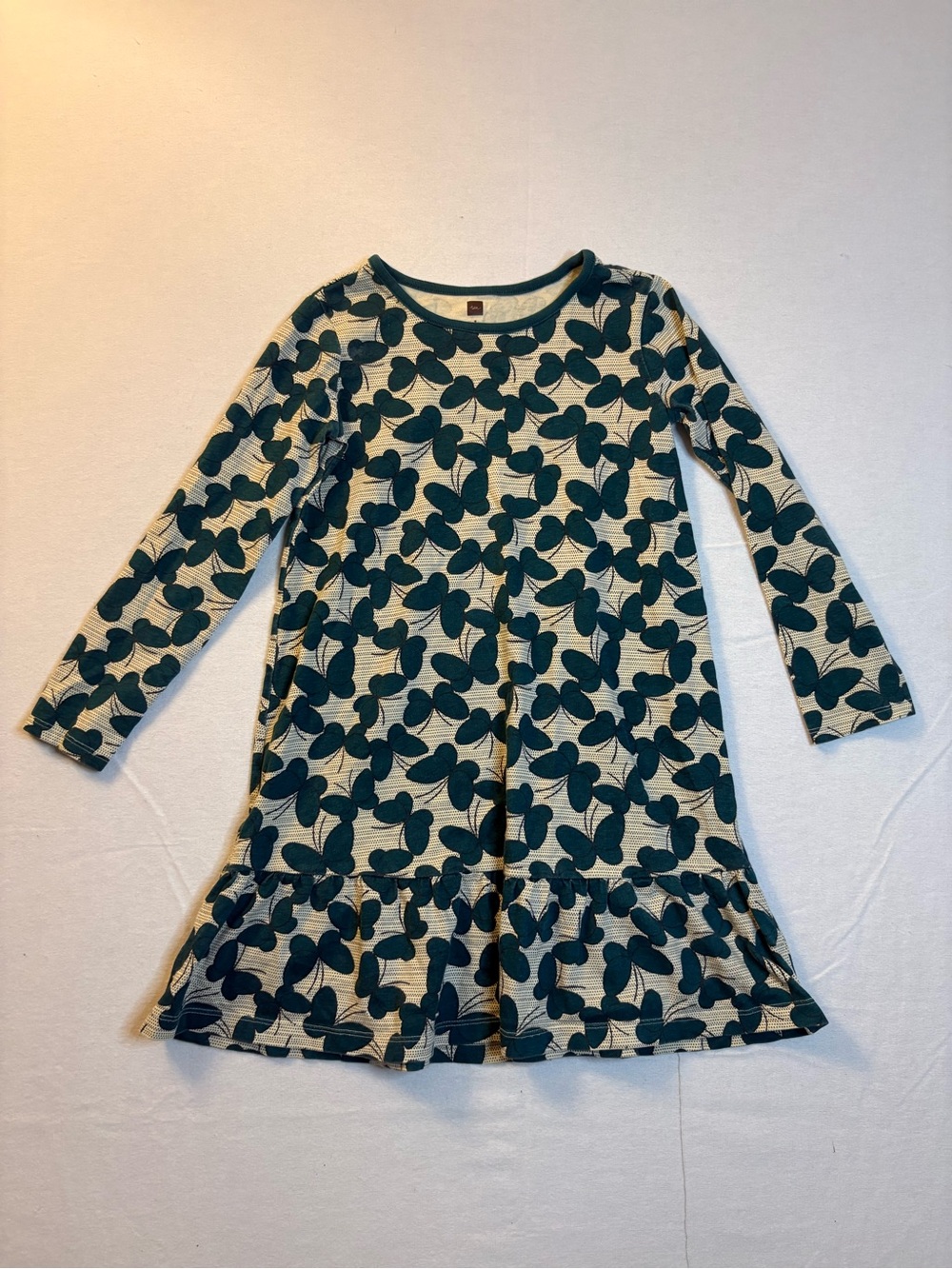 Tea Collection Teal Butterfly Pattern Long Sleeve Dress